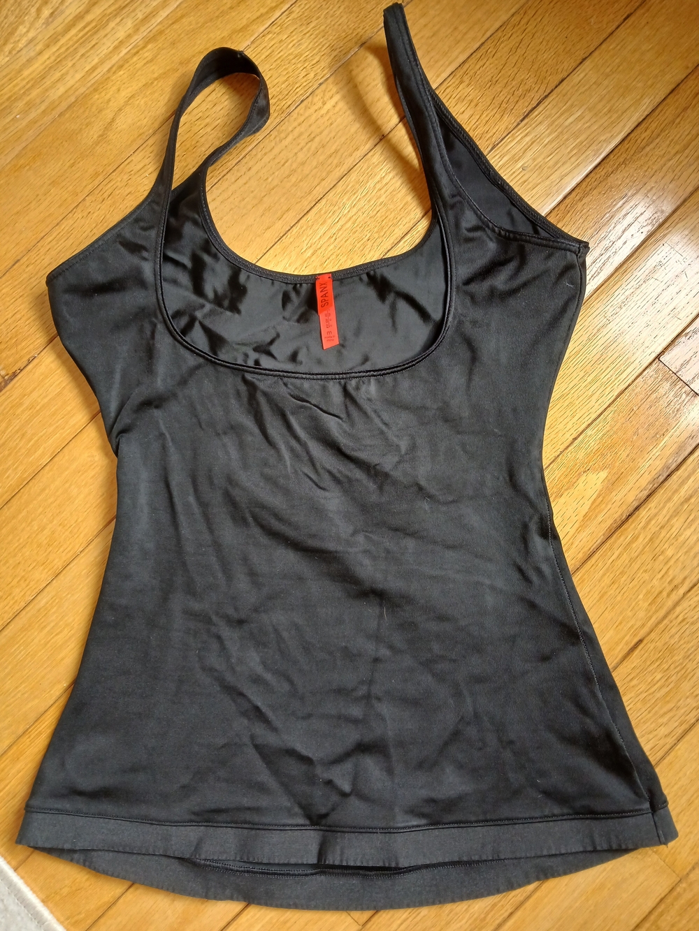 SPANX Black Scoop Neck Shaping Tank with Red Tag